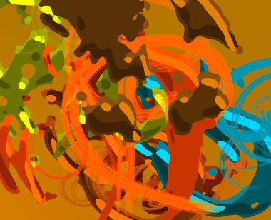 Soyut arka plan sanatı. 3 boyutlu illüstrasyon. Çok renkli arkaplan. Çağdaş sanat. Sanatsal dijital palet.