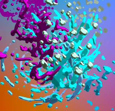 Soyut arka plan sanatı. 3 boyutlu illüstrasyon. Çok renkli arkaplan. Çağdaş sanat. Sanatsal dijital palet.