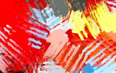 Soyut arka plan sanatı. 2D çizim. Etkileyici yağlı boya resim. Tuvalde fırça darbeleri. Modern sanat. Çok renkli arkaplan. Çağdaş sanat. İfade. Sanatsal dijital palet.