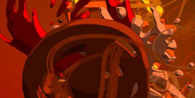 Soyut arka plan sanatı. 3 boyutlu illüstrasyon. Tuvalde fırça darbeleri. Çok renkli arkaplan. Çağdaş sanat. Sanatsal dijital palet.