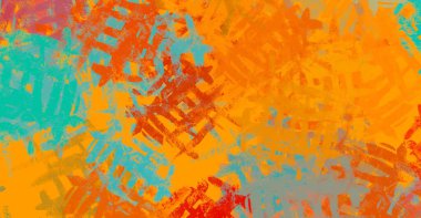 Soyut arka plan sanatı. 2D çizim. Etkileyici yağlı boya resim. Tuvalde fırça darbeleri. Modern sanat. Çok renkli arkaplan. Çağdaş sanat. İfade. Sanatsal dijital palet.