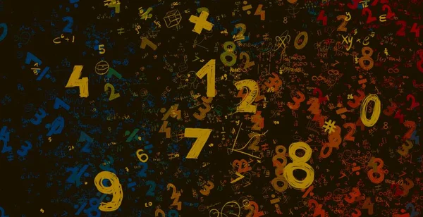 Math. 2d illustration. Abstract background with numbers, copy space