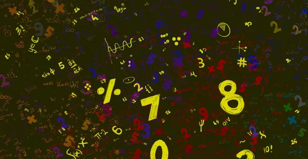 Math. 2d illustration. Abstract background with numbers, copy space