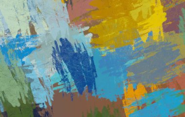 Soyut arka plan sanatı. 2D çizim. Etkileyici yağlı boya resim. Tuvalde fırça darbeleri. Modern sanat. Çok renkli arkaplan. Çağdaş sanat. İfade. Sanatsal dijital palet.