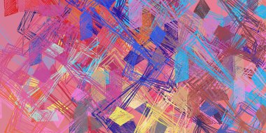 Soyut arka plan sanatı. 2D çizim. Etkileyici yağlı boya resim. Tuvalde fırça darbeleri. Modern sanat. Çok renkli arkaplan. Çağdaş sanat. İfade. Sanatsal dijital palet.