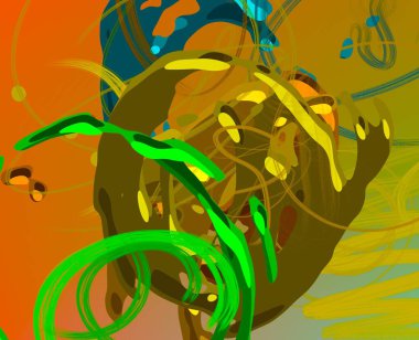 Soyut arka plan sanatı. 3 boyutlu illüstrasyon. Tuvalde fırça darbeleri. Çok renkli arkaplan. Çağdaş sanat. Sanatsal dijital palet.