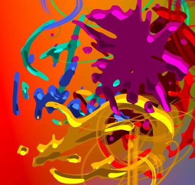 Soyut arka plan sanatı. 3 boyutlu illüstrasyon. Çok renkli arkaplan. Çağdaş sanat. Sanatsal dijital palet.