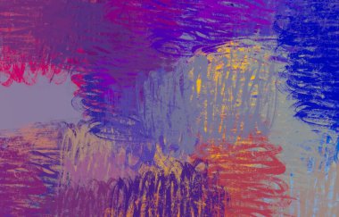 Soyut arka plan sanatı. 2D çizim. Etkileyici yağlı boya resim. Tuvalde fırça darbeleri. Modern sanat. Çok renkli arkaplan. Çağdaş sanat. İfade. Sanatsal dijital palet.