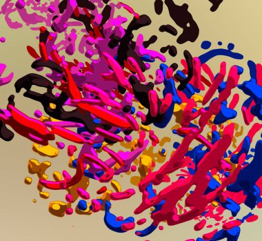 Soyut arka plan sanatı. 3 boyutlu illüstrasyon. Tuvalde fırça darbeleri. Çok renkli arkaplan. Çağdaş sanat. Sanatsal dijital palet.