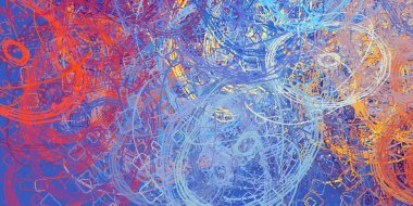 Soyut arka plan sanatı. 2D çizim. Etkileyici yağlı boya resim. Tuvalde fırça darbeleri. Modern sanat. Çok renkli arkaplan. Çağdaş sanat. İfade. Sanatsal dijital palet.