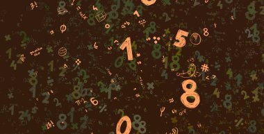 Matematik. 2D çizim. Numaralı soyut arkaplan, boşluğu kopyala 