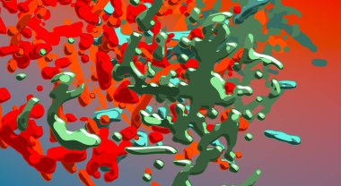 Soyut arka plan sanatı. 3 boyutlu illüstrasyon. Çok renkli arkaplan. Çağdaş sanat. Sanatsal dijital palet.