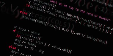 Yazılım geliştirici programlama kodu. Soyut modern sanal bilgisayar senaryosu. Masaüstü ekranında yazılım geliştirici programcının çalışması 
