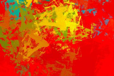 Soyut arka plan sanatı. 2D çizim. Etkileyici yağlı boya resim. Tuvalde fırça darbeleri. Modern sanat. Çok renkli arkaplan. Çağdaş sanat. İfade. Sanatsal dijital palet.