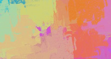 Soyut arka plan sanatı. 2D çizim. Etkileyici yağlı boya resim. Tuvalde fırça darbeleri. Modern sanat. Çok renkli arkaplan. Çağdaş sanat. İfade. Sanatsal dijital palet.