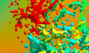 Soyut arka plan sanatı. 3 boyutlu illüstrasyon. Tuvalde fırça darbeleri. Çok renkli arkaplan. Çağdaş sanat. Sanatsal dijital palet.