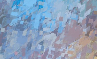 Soyut arka plan sanatı. 2D çizim. Etkileyici yağlı boya resim. Tuvalde fırça darbeleri. Modern sanat. Çok renkli arkaplan. Çağdaş sanat. İfade. Sanatsal dijital palet.