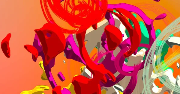 Art Illustration Coups Pinceau Sur Toile Contexte Multicolore Art Contemporain — Photo
