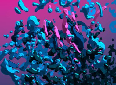 Soyut arka plan sanatı. 3 boyutlu illüstrasyon. Tuvalde fırça darbeleri. Çok renkli arkaplan. Çağdaş sanat. Sanatsal dijital palet.