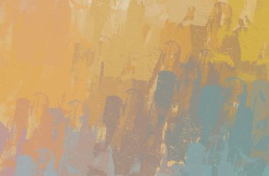 Soyut arka plan sanatı. 2D çizim. Etkileyici yağlı boya resim. Tuvalde fırça darbeleri. Modern sanat. Çok renkli arkaplan. Çağdaş sanat. İfade. Sanatsal dijital palet.
