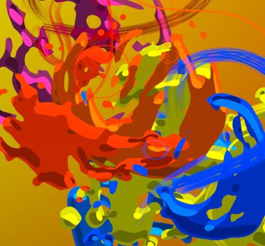 Soyut arka plan sanatı. 3 boyutlu illüstrasyon. Tuvalde fırça darbeleri. Çok renkli arkaplan. Çağdaş sanat. Sanatsal dijital palet.