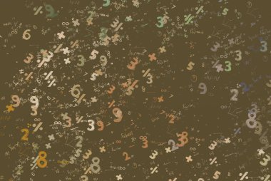 Matematik. 2D çizim. Numaralı soyut arkaplan, boşluğu kopyala 