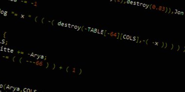 Yazılım geliştirici programlama kodu. Soyut modern sanal bilgisayar senaryosu. Masaüstü ekranında yazılım geliştirici programcının çalışması 