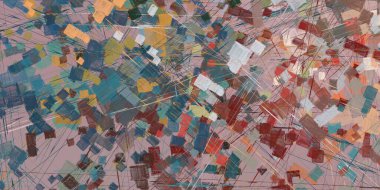 Soyut arka plan sanatı. 2D çizim. Etkileyici yağlı boya resim. Tuvalde fırça darbeleri. Modern sanat. Çok renkli arkaplan. Çağdaş sanat. İfade. Sanatsal dijital palet.