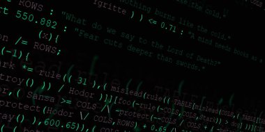 Yazılım geliştirici programlama kodu. Soyut modern sanal bilgisayar senaryosu. Masaüstü ekranında yazılım geliştirici programcının çalışması 