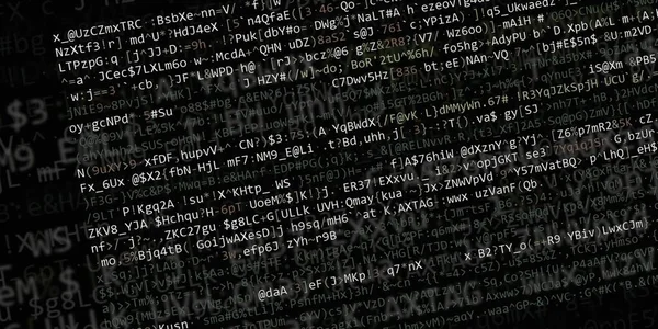 软件开发人员编程代码 摘要现代虚拟计算机脚本 软件开发人员程序员在桌面屏幕上的工作 — 图库照片