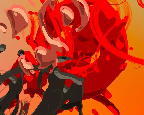 Soyut arka plan sanatı. 3 boyutlu illüstrasyon. Tuvalde fırça darbeleri. Çok renkli arkaplan. Çağdaş sanat. Sanatsal dijital palet.