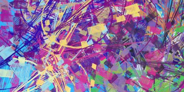 Soyut arka plan sanatı. 2D çizim. Etkileyici yağlı boya resim. Tuvalde fırça darbeleri. Modern sanat. Çok renkli arkaplan. Çağdaş sanat. İfade. Sanatsal dijital palet.