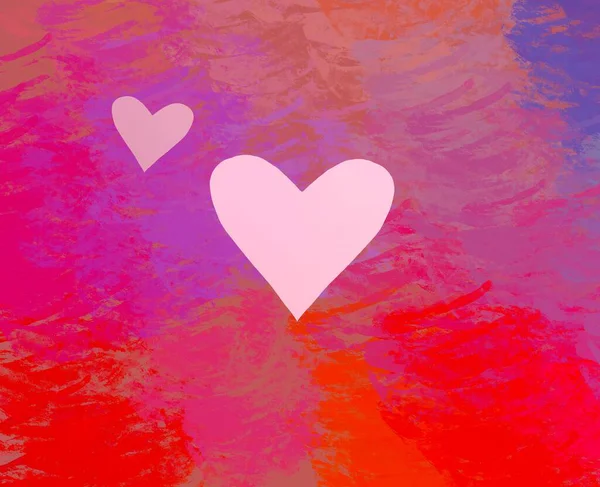 Abstract Valentine Background Art Corazones Sobre Lienzo Fondos Románticos Multicolor —  Fotos de Stock