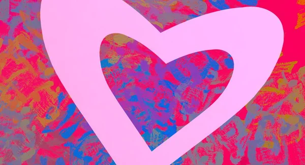 Abstract Valentine Background Art Corazones Sobre Lienzo Fondos Románticos Multicolor — Foto de Stock