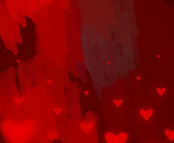 Abstract Valentine Background Art Corazones Sobre Lienzo Fondos Románticos Multicolor — Foto de Stock