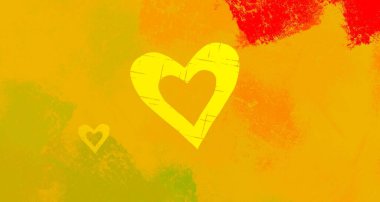 Soyut Sevgililer Günü arkaplan sanatı. Kalpler tuvalde. Çok renkli romantik bir fon. Çağdaş sanat. Sanatsal dijital palet.