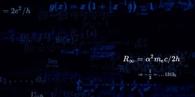 Formüllü matematik geçmişi, kusursuz çizimler. Renkli sembollü soyut desen  