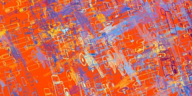 Soyut arka plan sanatı. 2D çizim. Etkileyici yağlı boya resim. Tuvalde fırça darbeleri. Modern sanat. Çok renkli arkaplan. Çağdaş sanat. İfade. Sanatsal dijital palet.