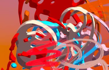 Soyut arka plan sanatı. 3 boyutlu illüstrasyon. Tuvalde fırça darbeleri. Çok renkli arkaplan. Çağdaş sanat. Sanatsal dijital palet.