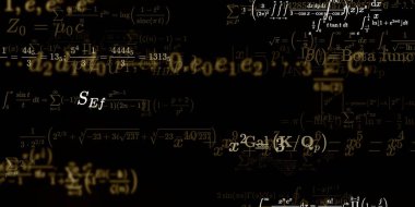 Formüllü matematik geçmişi, kusursuz çizimler. Renkli sembollü soyut desen  