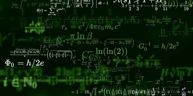 Formüllü matematik geçmişi, kusursuz çizimler. Renkli sembollü soyut desen  