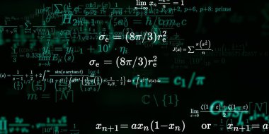 Formüllü matematik geçmişi, kusursuz çizimler. Renkli sembollü soyut desen  