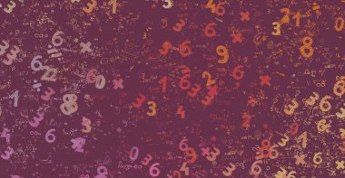 Matematik. 2D çizim. Numaralı soyut arkaplan, boşluğu kopyala 