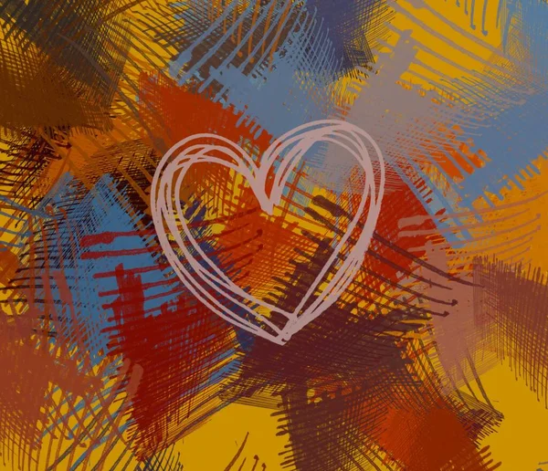 Abstract Valentine Background Art Corazones Sobre Lienzo Fondos Románticos Multicolor —  Fotos de Stock