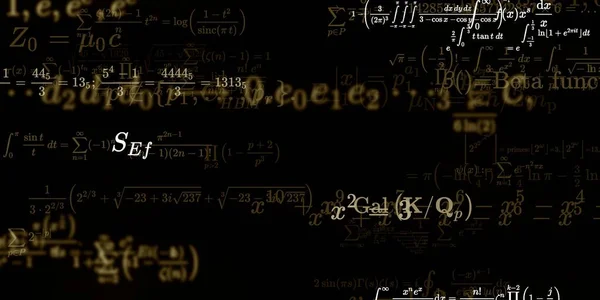 Matematikai Háttér Képletek Zökkenőmentes Illusztráció Absztrakt Minta Színes Szimbólumokkal — Stock Fotó