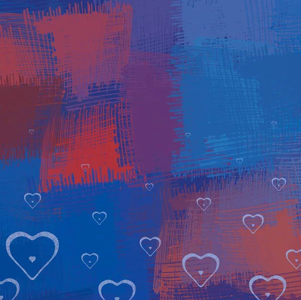 Abstract Valentine Background Art Corazones Sobre Lienzo Fondos Románticos Multicolor — Foto de Stock