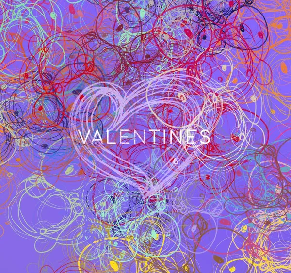 Abstract Valentine Background Art Hearts Canvas Multicolored Romantic Backdrop Contemporary — Stock Photo, Image