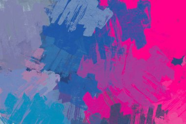 Soyut arka plan sanatı. 2D çizim. Etkileyici yağlı boya resim. Tuvalde fırça darbeleri. Modern sanat. Çok renkli arkaplan. Çağdaş sanat. İfade. Sanatsal dijital palet.