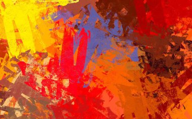 Soyut arka plan sanatı. 2D çizim. Etkileyici yağlı boya resim. Tuvalde fırça darbeleri. Modern sanat. Çok renkli arkaplan. Çağdaş sanat. İfade. Sanatsal dijital palet.