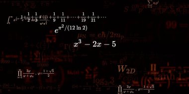 Formüllü matematik geçmişi, kusursuz çizimler. Renkli sembollü soyut desen  